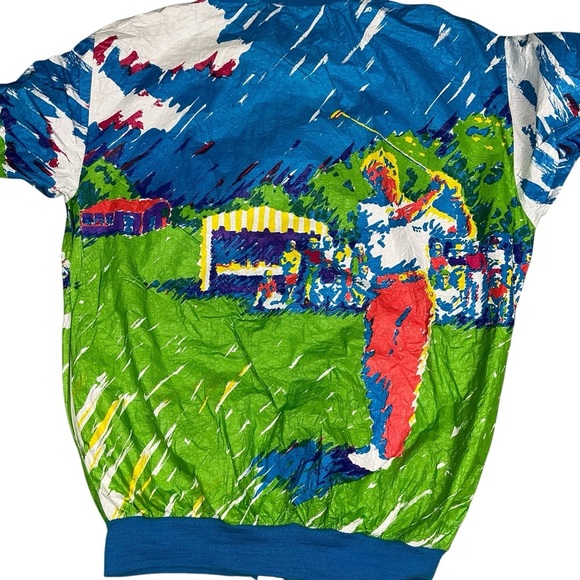Vintage 90s Tyvek golf jacket all over print USA made unisex Small - Picture 1 of 7